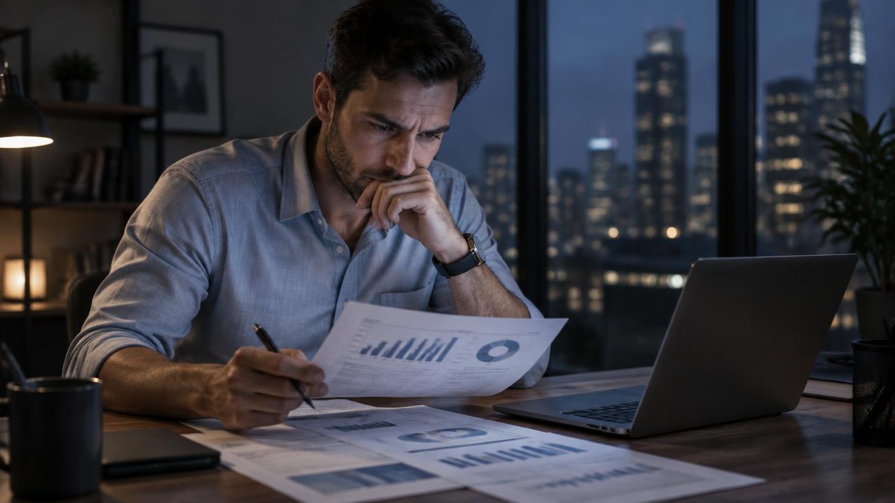 Entrepreneur analysant ses documents financiers