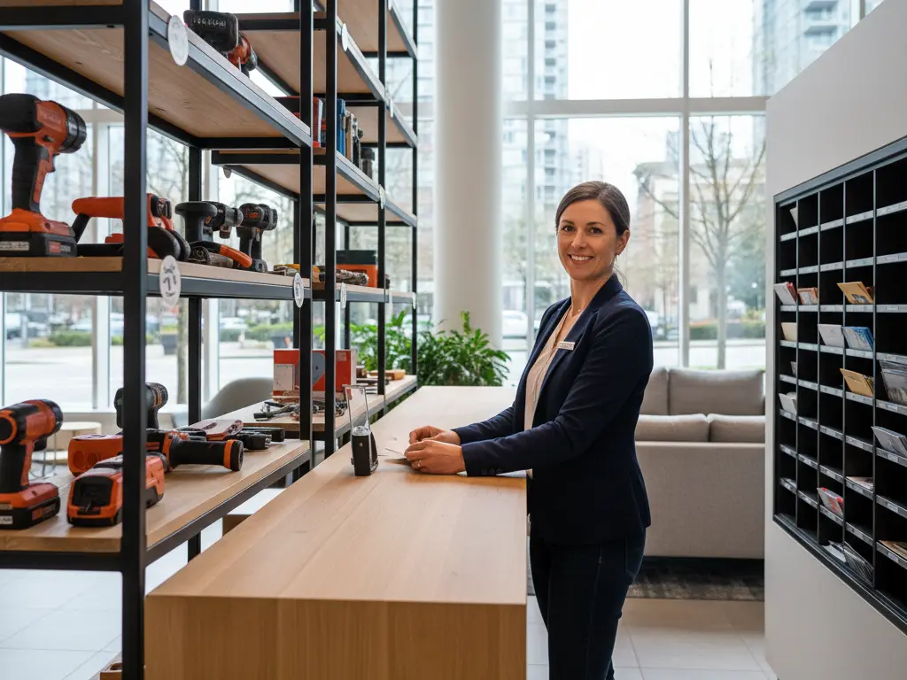 Conciergerie de quartier gérant une bibliothèque d'outils partagés en Amérique du Nord.